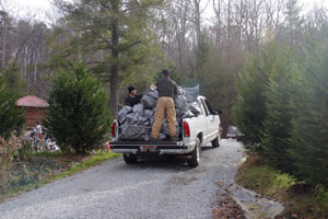 Hauling bags to the bagging field